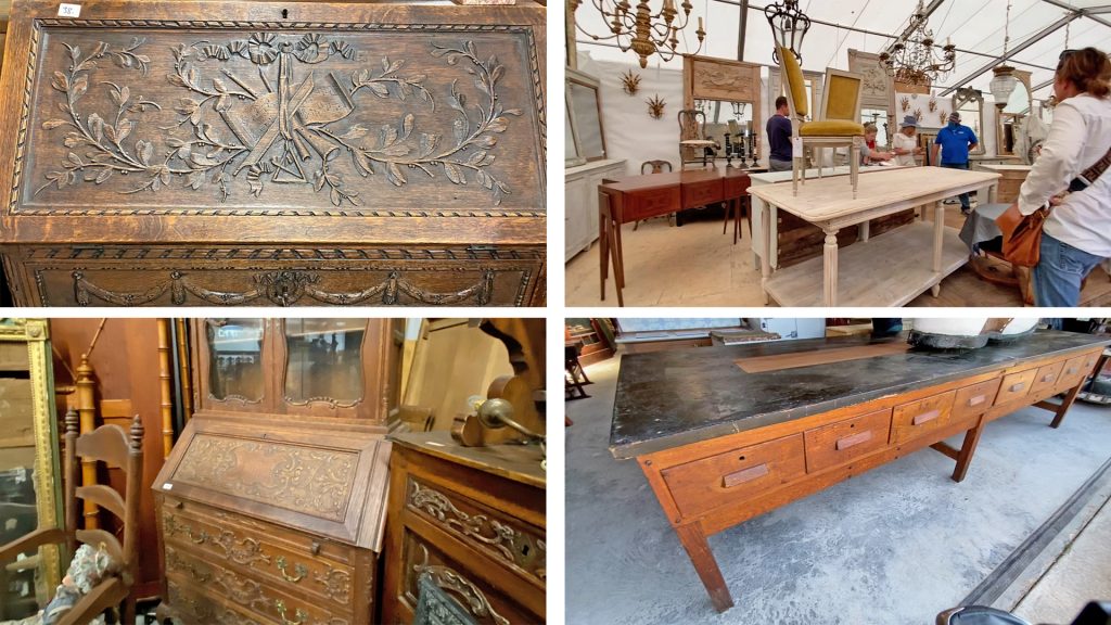 While shopping at Round Top, Amitha Verma found antique secretaries, secretary cabinets, and farm tables.
