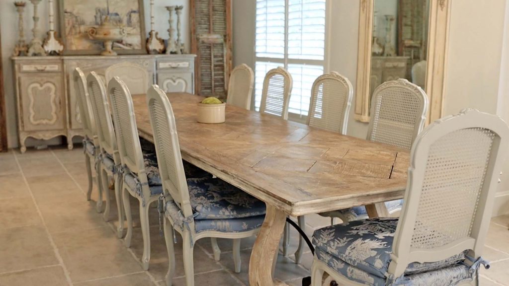 A large piece of farmhouse furniture that adds character to Amitha Verma’s home is her antique dining table.