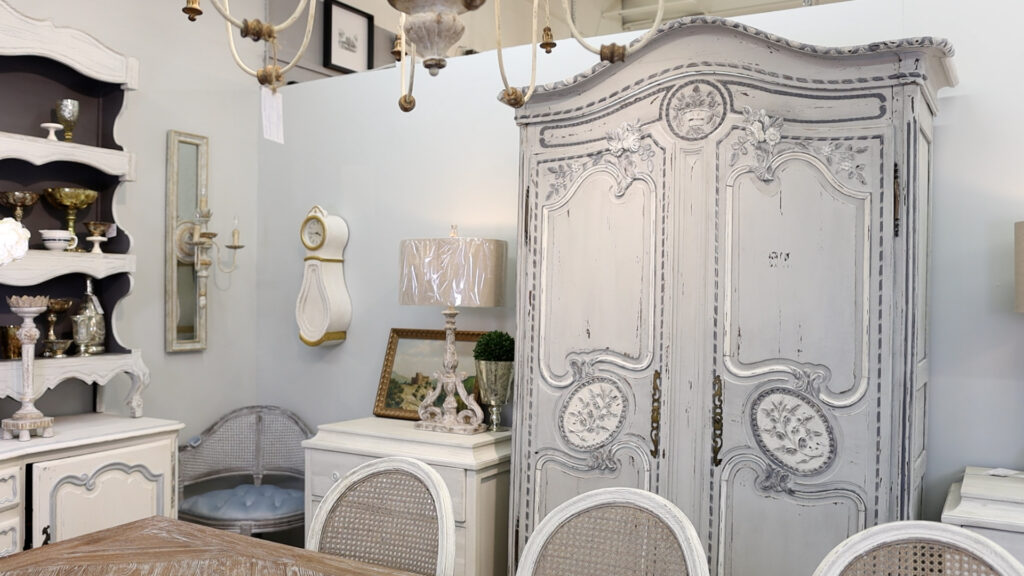 This antique furniture makeover using Amitha Verma chalk finish paint is currently available at Village Antiques in Houston, Texas.